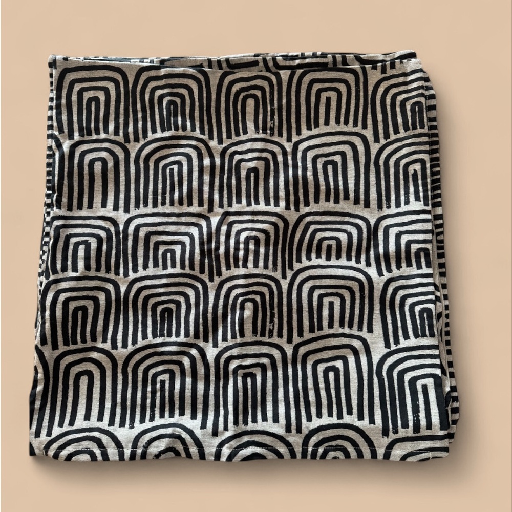IKEA 💙💛 THROW PILLOW COVER•100% COTTON •ZIPPER•MODERN BLACK/GREY GEO PATTERN